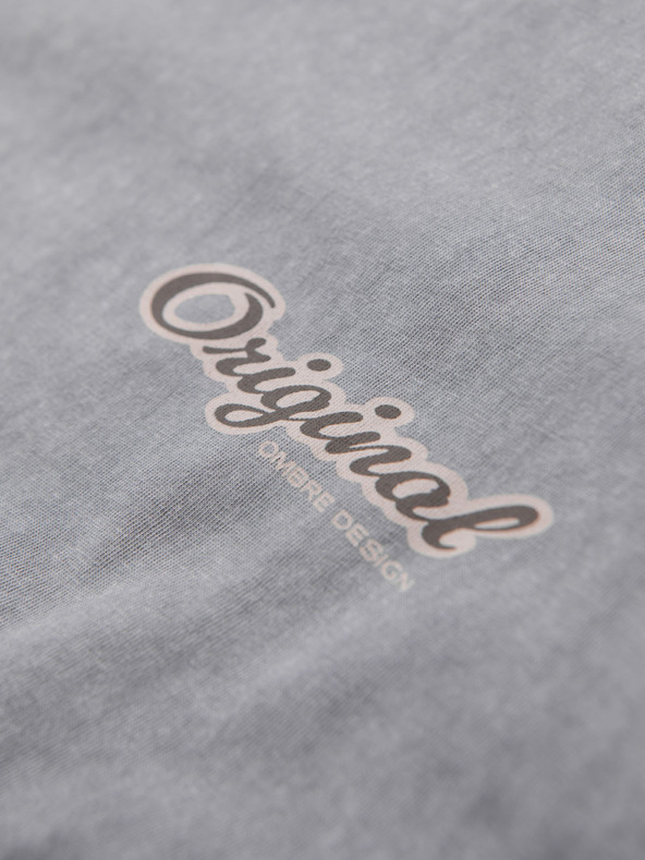 Ombre Clothing Baumwoll-T-Shirt mit Druck auf Brust und Rücken - grau
