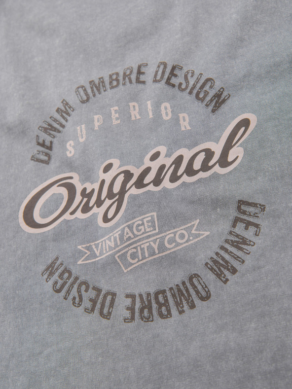 Ombre Clothing Baumwoll-T-Shirt mit Druck auf Brust und Rücken - grau