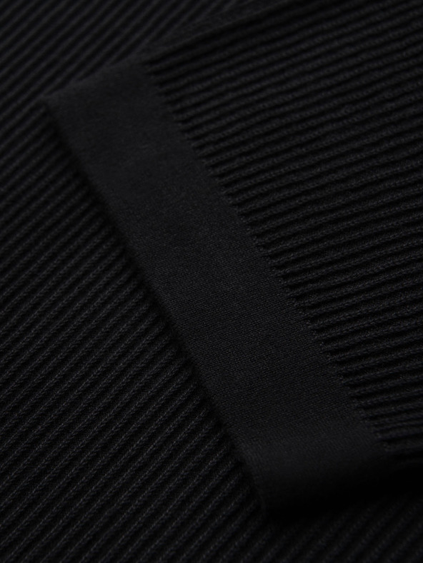 Ombre Clothing Herren-Strick-T-Shirt mit Knöpfen am Ausschnitt - schwarz