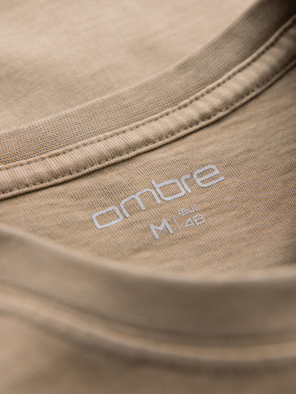 Ombre Clothing Baumwoll-T-Shirt mit Brust- und Rückendruck - dunkel beige