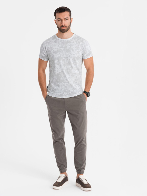 Ombre Clothing Herren-gemustertes Baumwoll-T-Shirt kurzärmelig - weiß