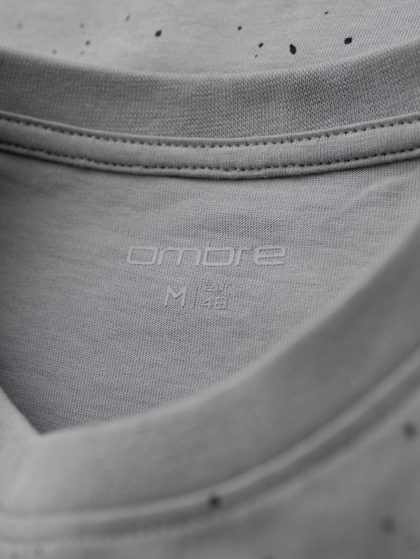 Ombre Clothing Herren-Baumwoll-T-Shirt mit Aufdruck und Rundhalsausschnitt - hellgrau