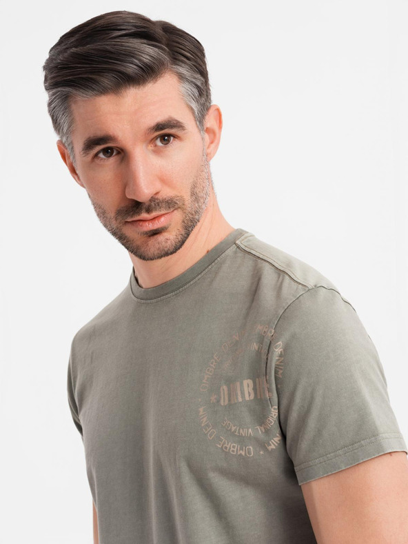 Ombre Clothing Baumwoll-T-Shirt mit Aufdruck und Rundhalsausschnitt - schwarz
