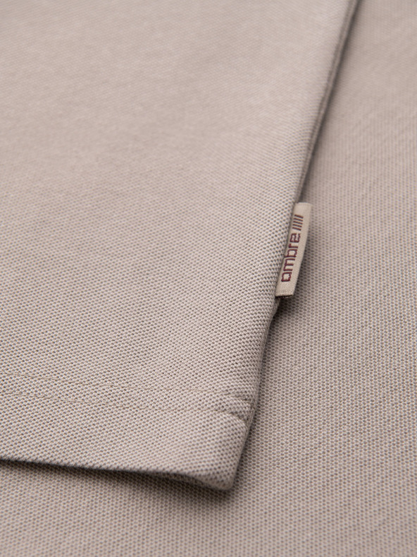 Ombre Clothing Herren-T-Shirt mit Kontrasteinsätzen und V-Ausschnitt - beige