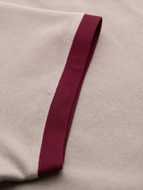 Ombre Clothing Herren-T-Shirt mit Kontrasteinsätzen und V-Ausschnitt - beige