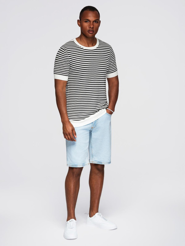 Ombre Clothing Herren-Matrosenshirt mit Streifen und durchbrochener Maschenware - schwarz-weiß