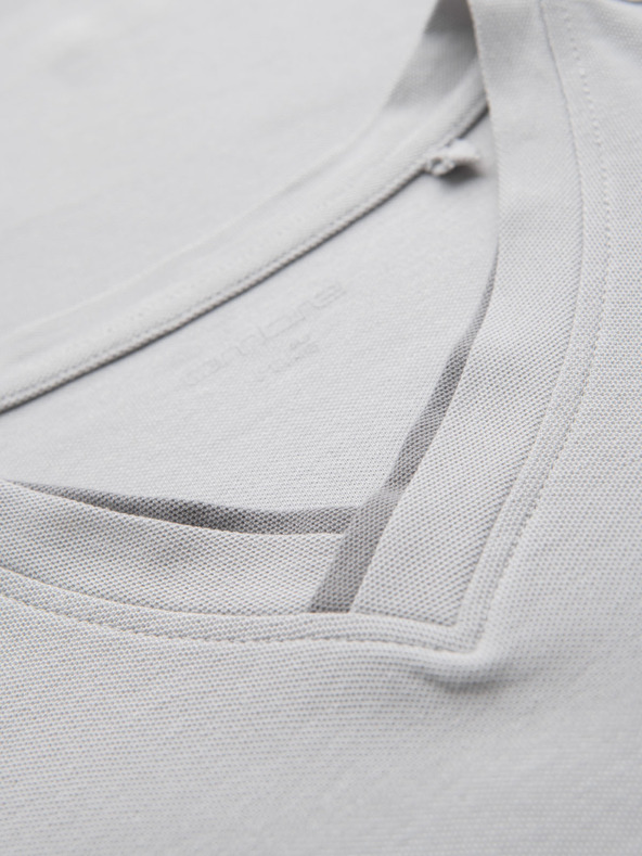 Ombre Clothing Herren-T-Shirt mit Kontrasteinsätzen und V-Ausschnitt - hellgrau