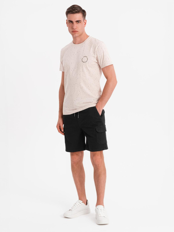 Ombre Clothing Herren-T-Shirt aus Baumwolle mit Aufdruck und Rundhalsausschnitt - beige