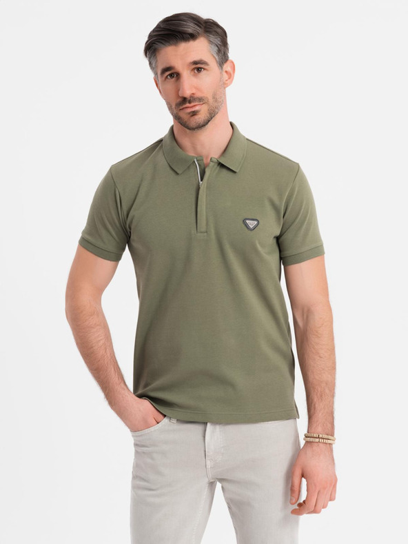 Ombre Clothing Herren-Poloshirt mit Reißverschluss - olivgrün