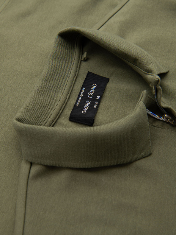 Ombre Clothing Herren-Poloshirt mit Reißverschluss - olivgrün
