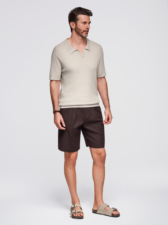 Ombre Clothing Herren-Poloshirt ohne Knöpfe mit offenem Kragen - hellgrau