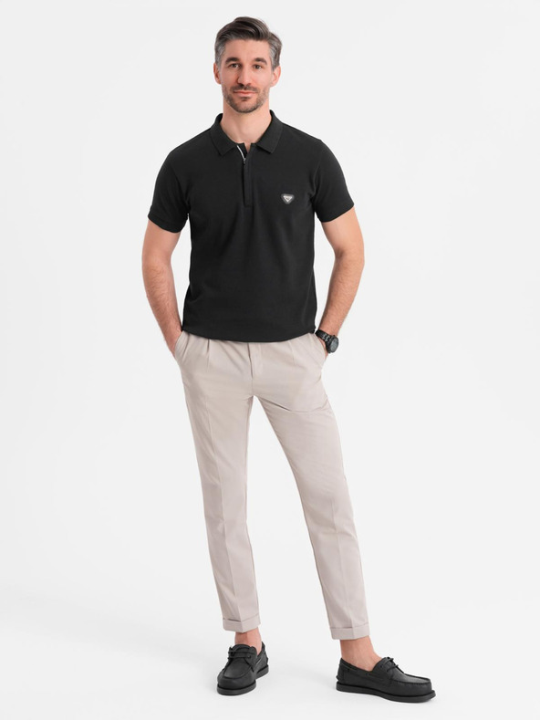 Ombre Clothing Herren-Poloshirt mit Reißverschluss - schwarz