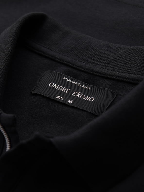 Ombre Clothing Herren-Poloshirt mit Reißverschluss - schwarz