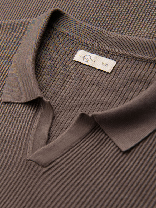 Ombre Clothing Herren-Poloshirt ohne Knöpfe mit offenem Kragen - asche