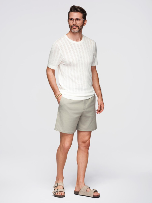 Ombre Clothing Herren Pullover mit Rundhalsausschnitt und kurzen Ärmeln - weiß