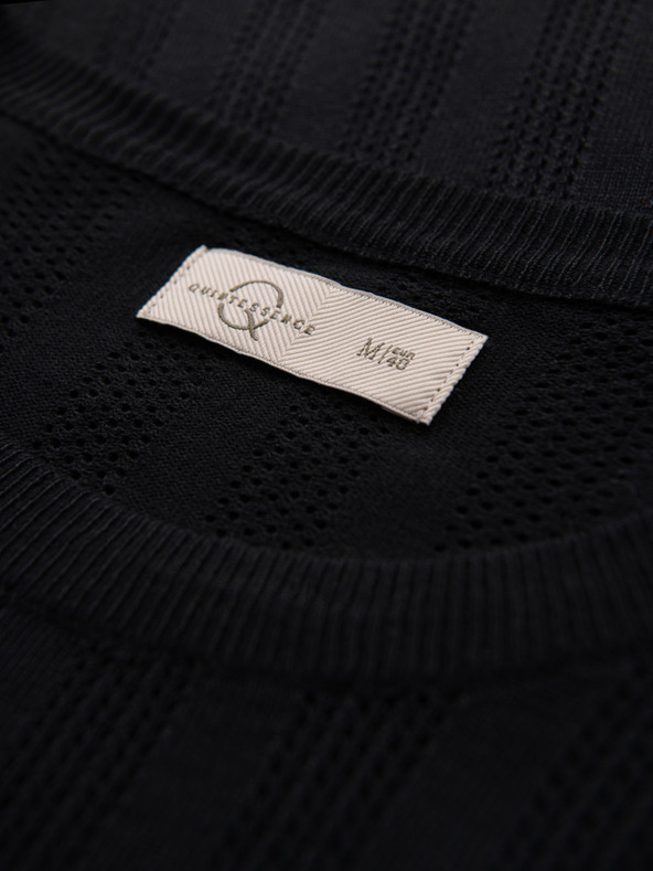 Ombre Clothing Herren Pullover mit Rundhalsausschnitt und kurzen Ärmeln - schwarz