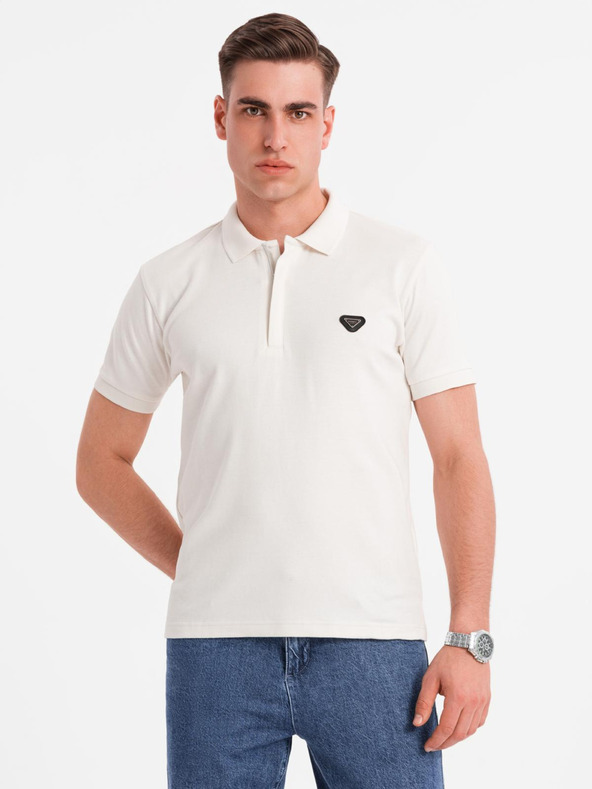 Ombre Clothing Herren-Poloshirt mit Reißverschluss - weiß