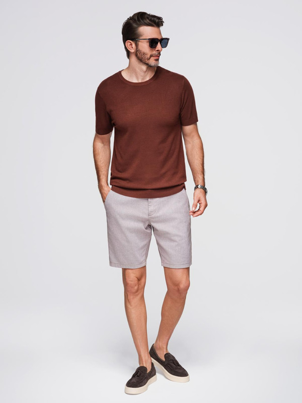Ombre Clothing Herren klassisches Strickhemd mit gerippten Manschetten - warmes braun