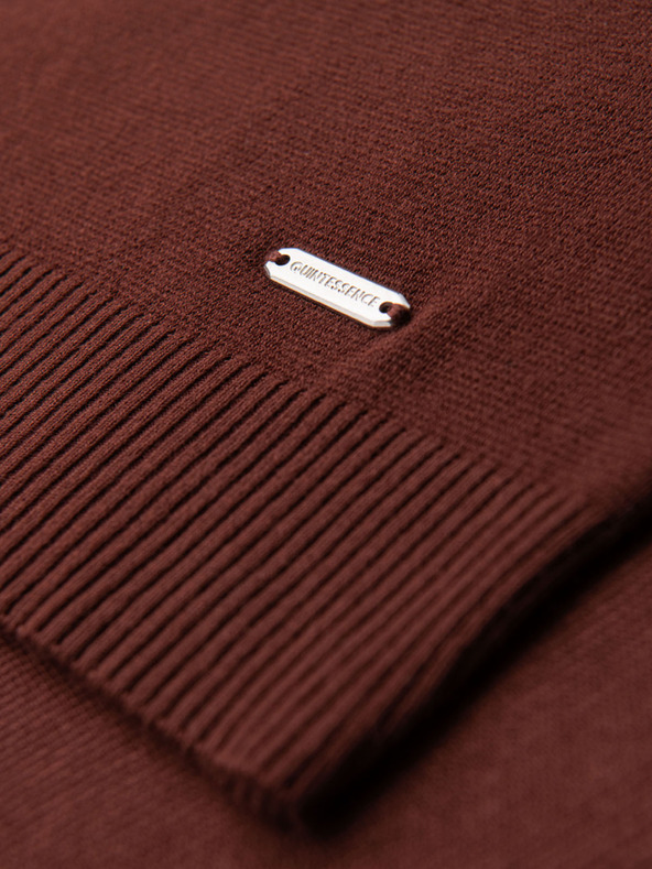 Ombre Clothing Herren klassisches Strickhemd mit gerippten Manschetten - warmes braun