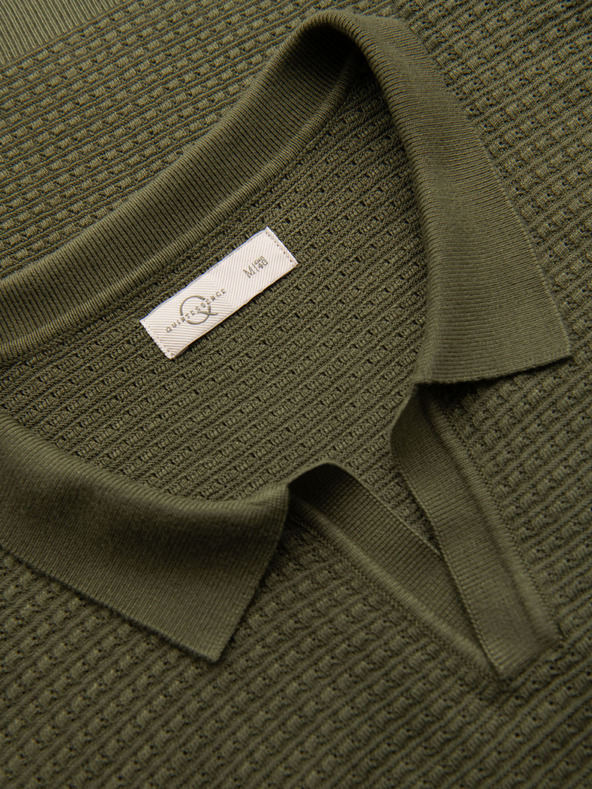 Ombre Clothing Herren Strick-Poloshirt ohne Knöpfe - olivgrün