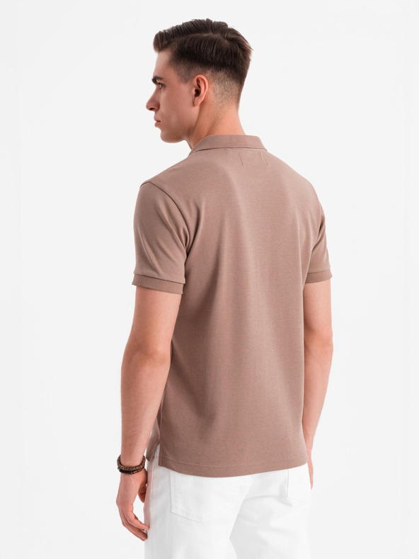 Ombre Clothing Herren-Poloshirt mit Reißverschluss - hellbraun