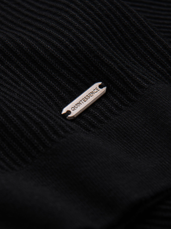 Ombre Clothing Herren-Poloshirt mit offenem Kragen ohne Knöpfe - schwarz
