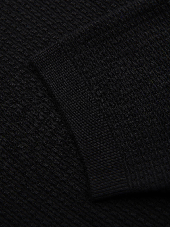 Ombre Clothing Herren Strick-Poloshirt ohne Knöpfe - schwarz