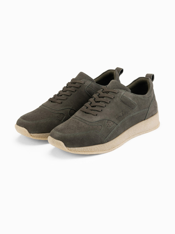Ombre Clothing Leichte Veloursledersneaker für Herren im Sportstil - olivgrün
