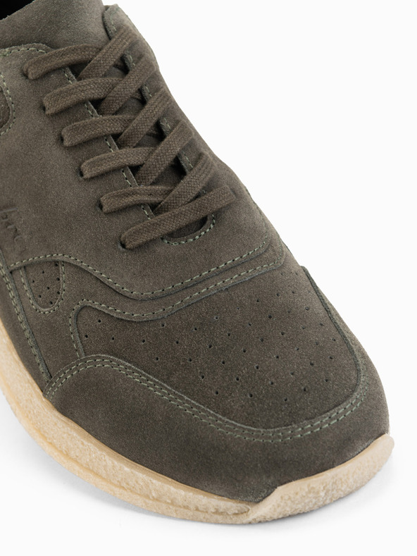 Ombre Clothing Leichte Veloursledersneaker für Herren im Sportstil - olivgrün