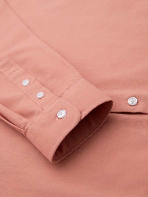 Ombre Clothing Herren-Leinwandhemd mit Stehkragen und Tasche REGULAR FIT - rosa