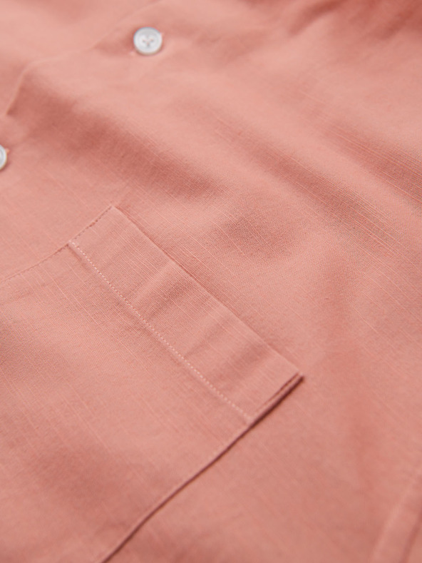 Ombre Clothing Herren-Leinwandhemd mit Stehkragen und Tasche REGULAR FIT - rosa