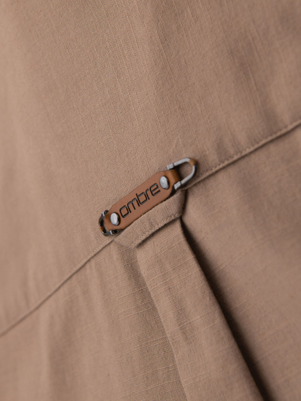 Ombre Clothing Herren-Leinenhemd mit klassischem Kragen und Taschen REGULAR FIT - hellbraun