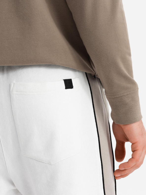 Ombre Clothing Herren-kurze Sweatshorts mit breiten Streifen - weiß