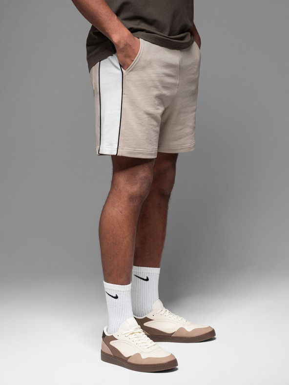 Ombre Clothing Herren-kurze Sweatshorts mit breiten Streifen - beige