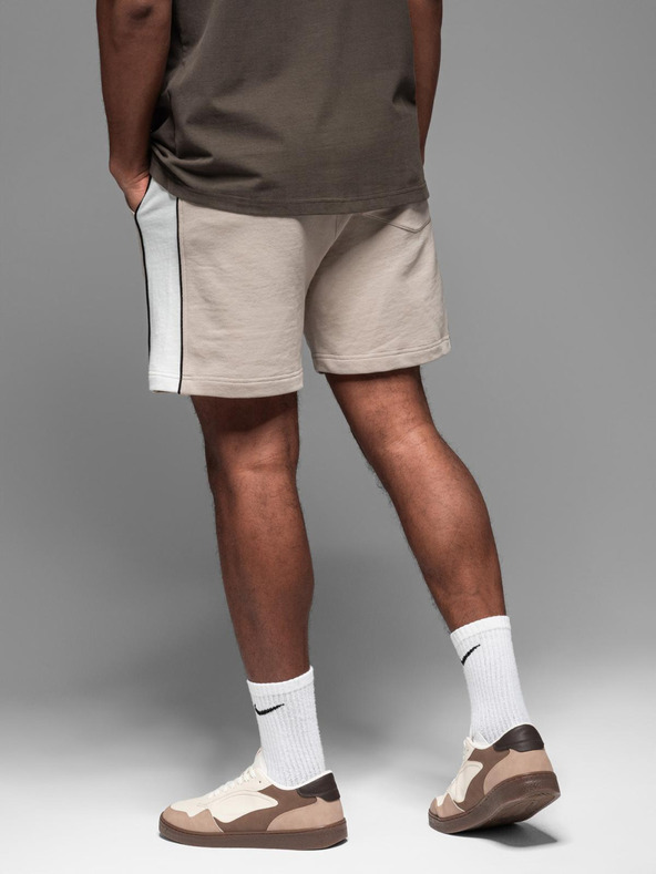 Ombre Clothing Herren-kurze Sweatshorts mit breiten Streifen - beige