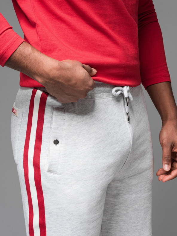 Ombre Clothing Herren-Sweatshorts mit Paspelierung und geripptem Bund - grau meliert