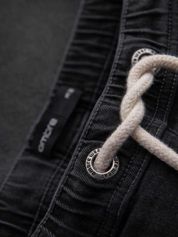 Ombre Clothing Herren-Shorts mit elastischem Bund und Wascheffekt - grau
