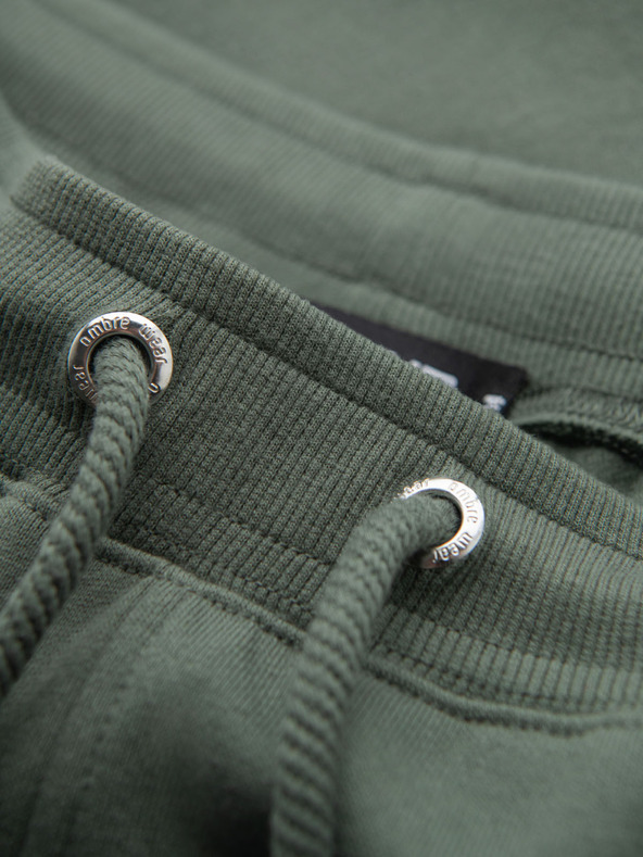 Ombre Clothing Herren-Sweatshorts mit Paspelierung und geripptem Bund - olivgrün