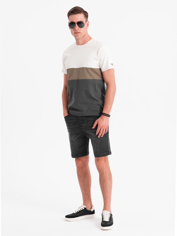 Ombre Clothing Herren-Shorts mit elastischem Bund und Wascheffekt - schwarz