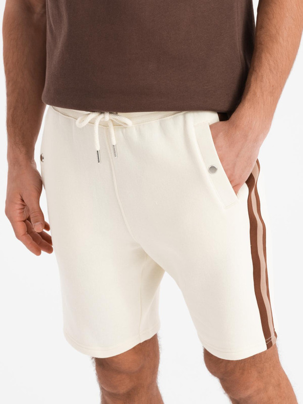 Ombre Clothing Herren-Sweatshorts mit Paspelierung und geripptem Bund - cremeweiß
