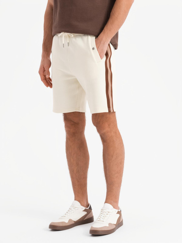 Ombre Clothing Herren-Sweatshorts mit Paspelierung und geripptem Bund - cremeweiß