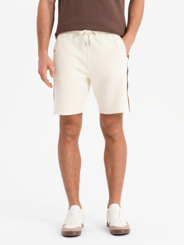 Ombre Clothing Herren-Sweatshorts mit Paspelierung und geripptem Bund - cremeweiß
