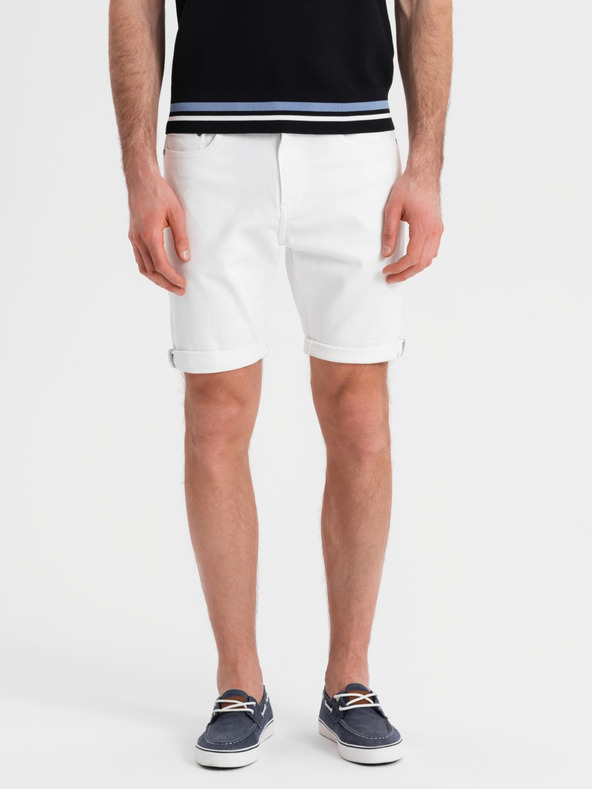 Ombre Clothing Herren-Jeansshorts mit umgeschlagenem Beinabschluss - weiß