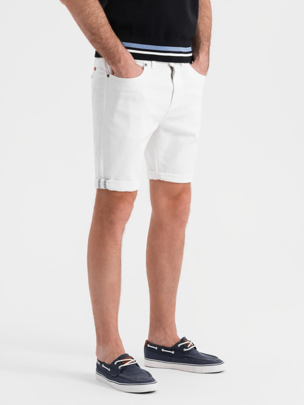 Ombre Clothing Herren-Jeansshorts mit umgeschlagenem Beinabschluss - weiß
