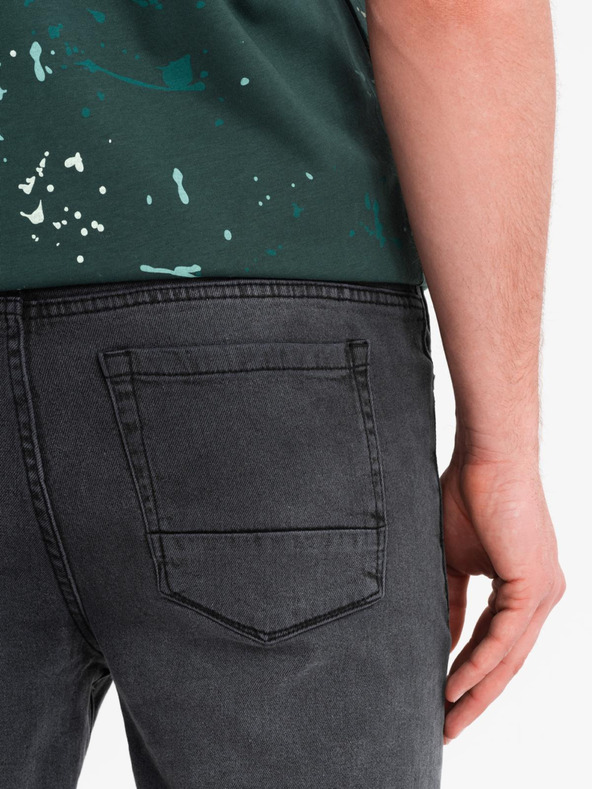 Ombre Clothing Herren-kurze Jeansshorts mit Rissen und umgeschlagenem Beinabschluss - grau