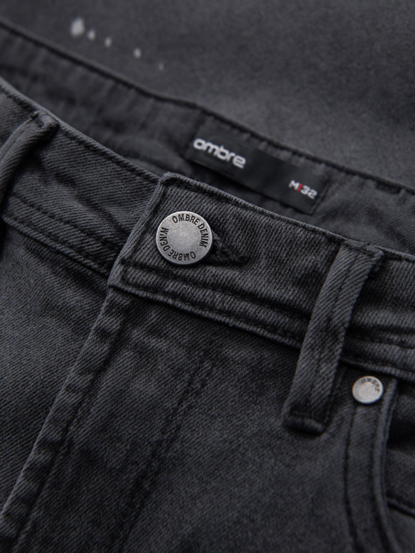 Ombre Clothing Herren-kurze Jeansshorts mit Rissen und umgeschlagenem Beinabschluss - grau