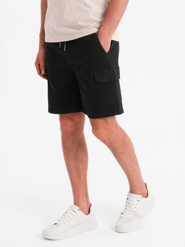 Ombre Clothing Herren-Baumwollshorts mit elastischem Bund - schwarz