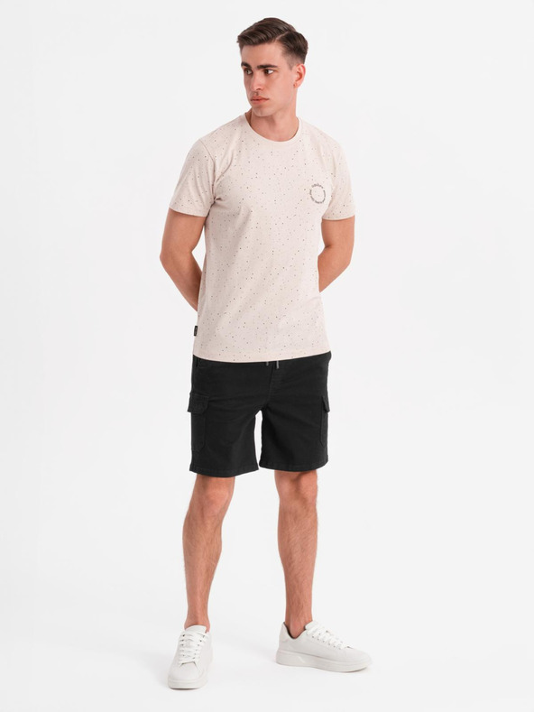 Ombre Clothing Herren-Baumwollshorts mit elastischem Bund - schwarz