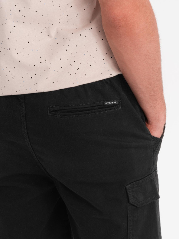 Ombre Clothing Herren-Baumwollshorts mit elastischem Bund - schwarz