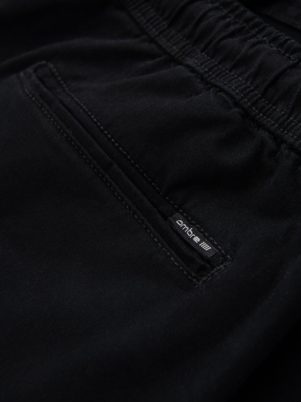 Ombre Clothing Herren-Baumwollshorts mit elastischem Bund - schwarz